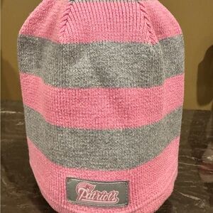 Women’s Reversible Striped Pink/Gray or Solid Pink New England Patriots Beanie